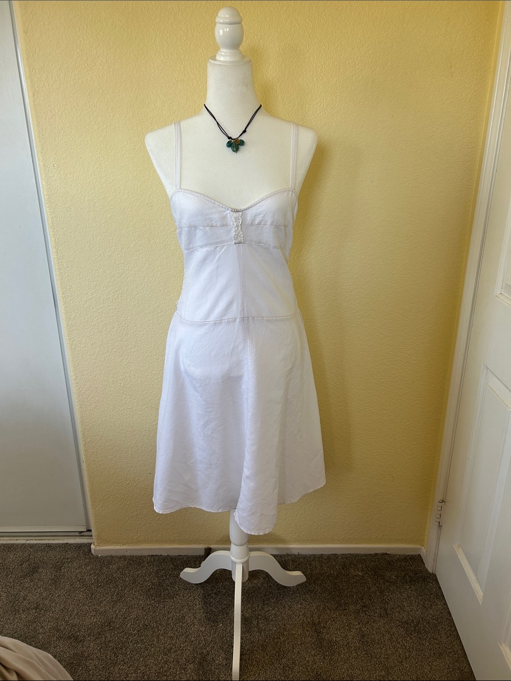 Free People Ivory Slip Midi Dress with Tie Waist